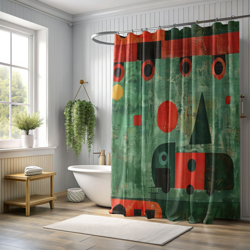 Funky Train - Premium Shower Curtain, 74"H x 71"W