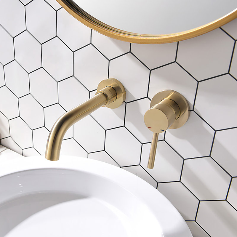 Wall Mounted Optional Single-handle Bathroom Faucet, Brushed Gold, Without Drain Assembly