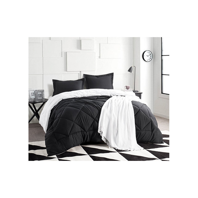 Colorful Reversible Oversized Comforter, Twin XL Comforter, Black/White