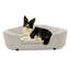 Canapé pour chien semi-fermé ovale surdimensionné surdimensionné - Matériau en lin durable, dossier capitonné, support haut-bas à centre haut et confort moelleux - beige-125428095
