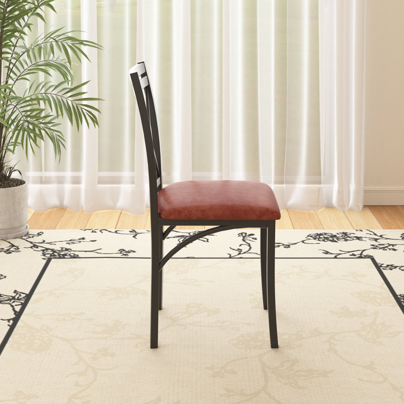 Kasandra Dining Chairs Set of 4, Modern Farmhouse X-Back Kitchen Chairs Set with Faux Leather Seat, Metal Cross Back Side Chairs for Dining Room, Kitchen, Apartment, Restaurant