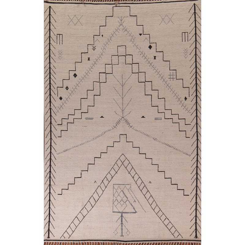 Geometric Ivory Moroccan Oriental Area Rug
