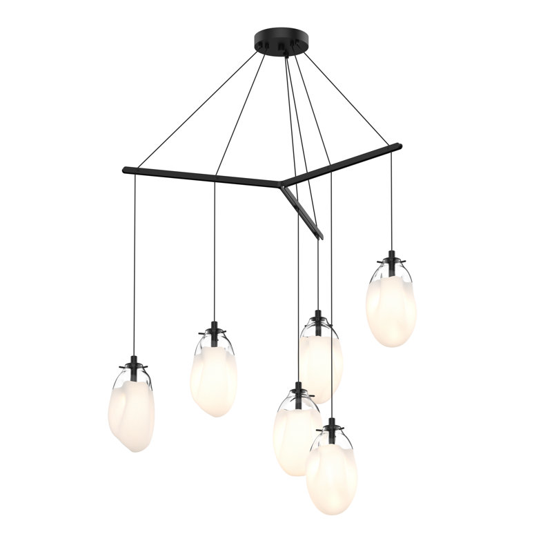 Luminaire suspendu en grappe 6 lumières, Blanc coulé