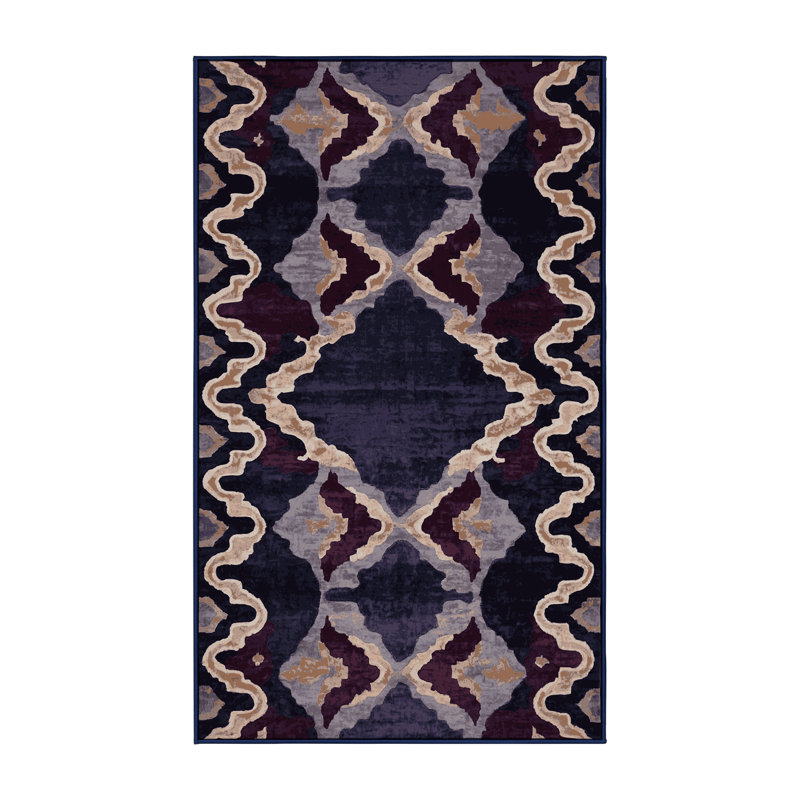 Tapis mauve soyeux et moelleux, Rectangle 5 pi x 7 pi