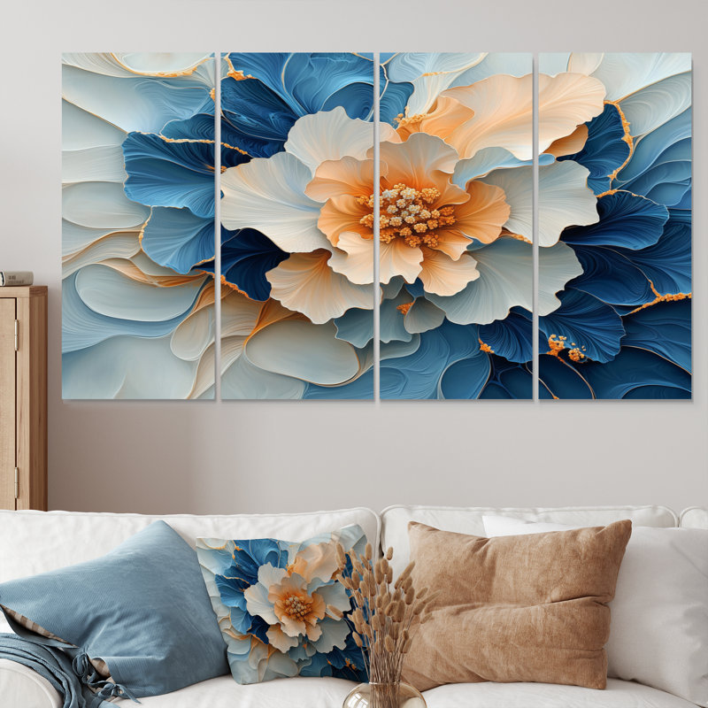 Abstrait aquarelle de pivoines sur une rivière de marbre II - pivoines, décoration murale - art mural traditionnel, 4