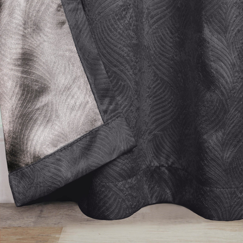 Vedder Geometric Pattern 100% Polyester Room Darkening Thermal Curtain Panels, 52" W x 84" L, Gray