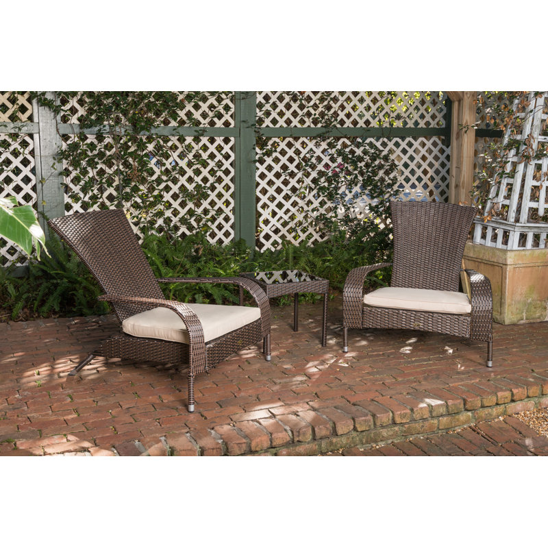 Duplex Patio Sense Coconino Wicker Conversation Set, Durable Adirondack Style Chairs Includes Khaki Cushions - Mocha