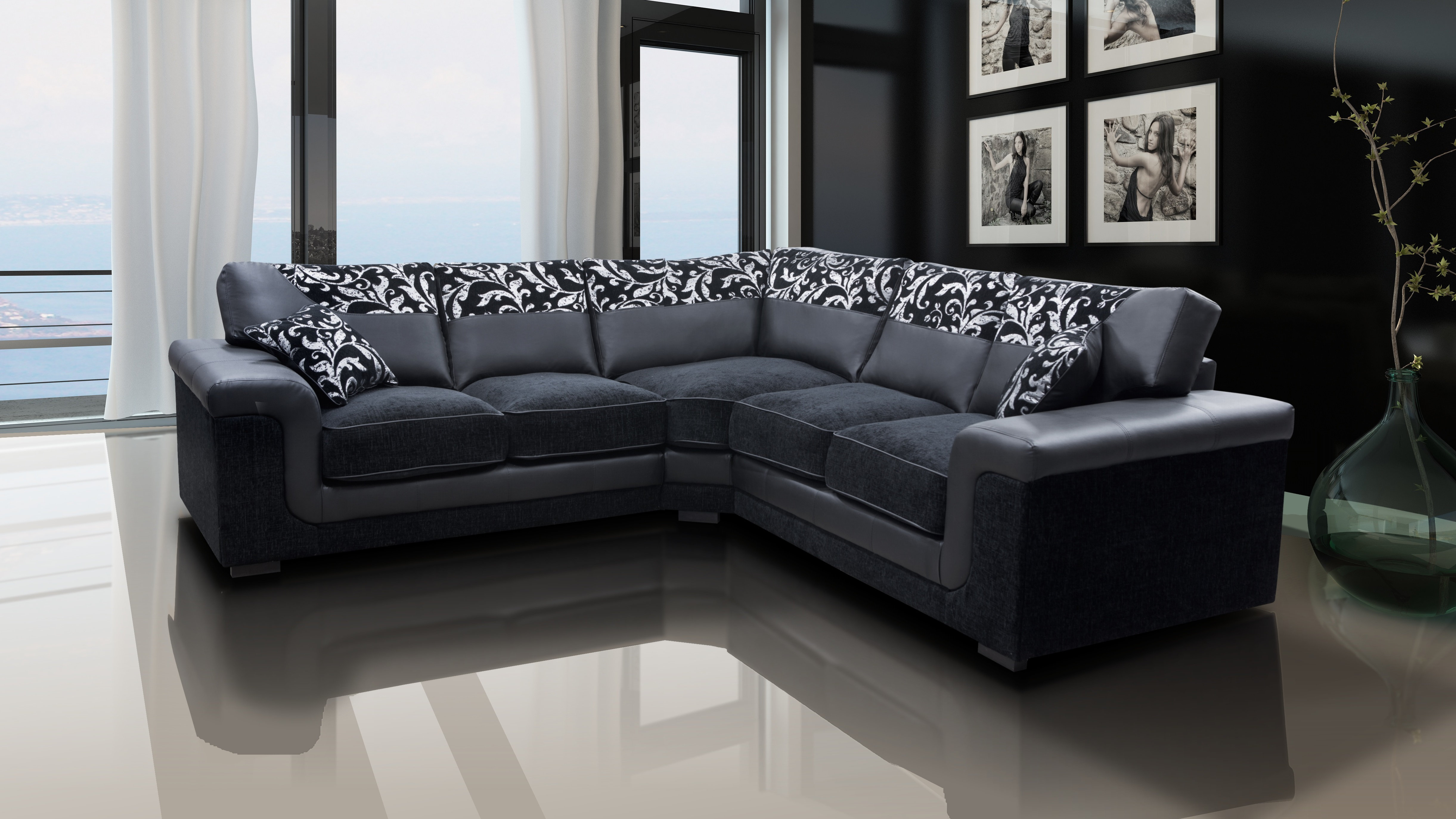 Grey and black sectional discount
