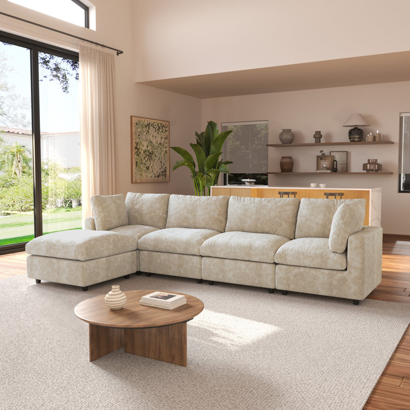 Canapé modulaire rembourré avec housse Kessi, Kaki
