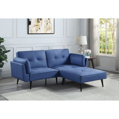 Canapé et repose-pieds réglables en tissu bleu Nafisa