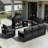 5-Piece Outdoor Aluminum Patio Conversation Set with Fire Pit,Gas Cylinder Rack,Swivel Chairs,Sofa and Gray Cushions-917350222