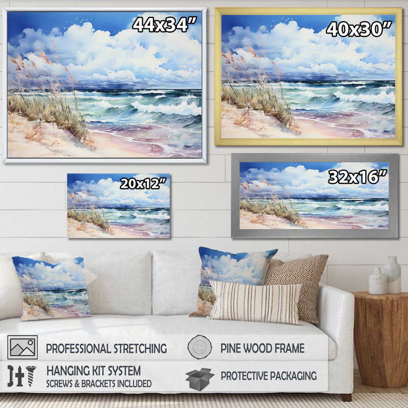 «Beach Grass Landscape I», reproduction, H 34 po x l 44 po x P 1,5 po, Toile tendue