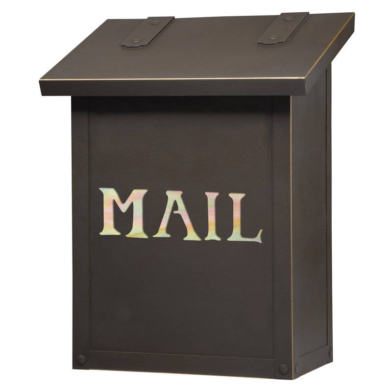 Brass Wall Mounted Mailbox, Gold Iridescent/Architectural Bronze