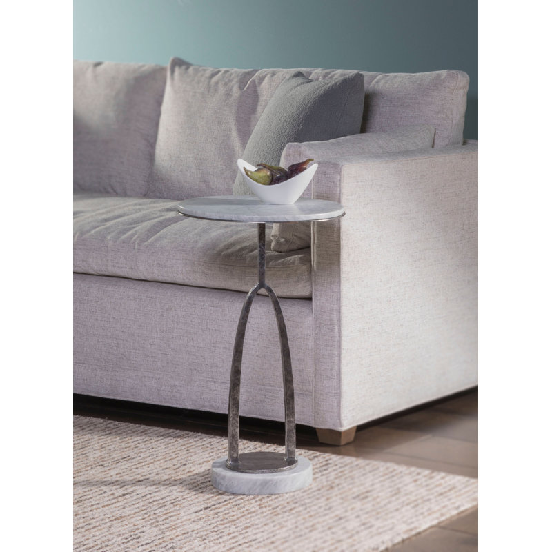 Contemporary Vega 16" Silver Century Marble & Iron Round Table