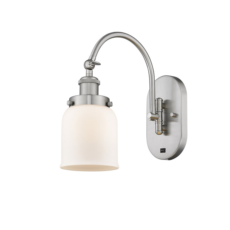 Shauna Swing Arm Sconce, Matte White, LED, Brushed Satin Nickel