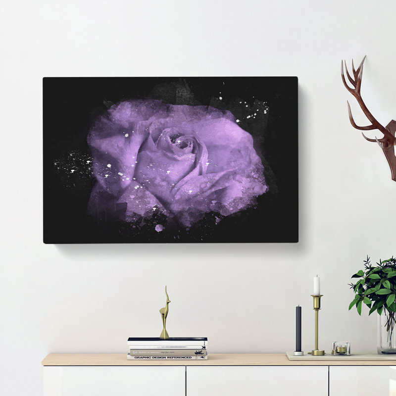 Lone Purple Rose - Wrapped Canvas, 60cm H x 91cm W x 4cm D