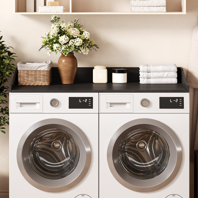 Comptoir de laveuse-sécheuse l 54 po x P 27,5 po avec rebords et rangement pour salle de lavage, Noir