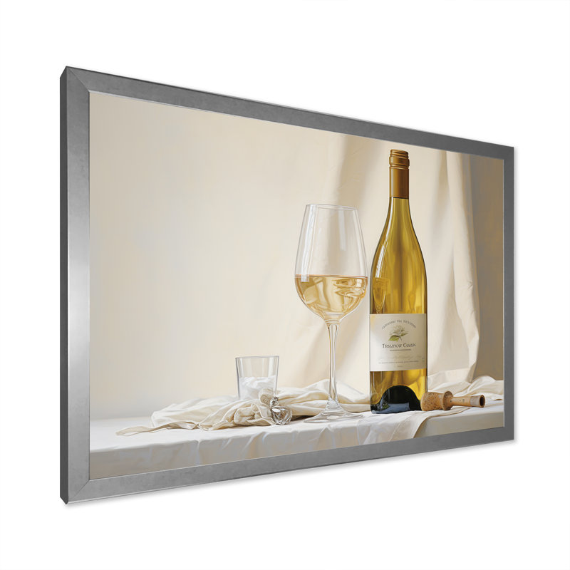 Chardonnays Charm sur toile, Cadre simple argenté, H 24 po x l 32 po x P 1 po