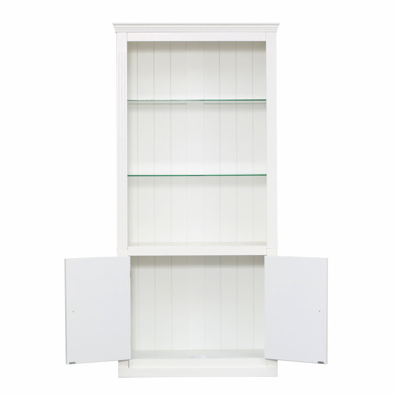 Modern Minimalist Double Layered Transparent Tempered Glass Coffee Table with White MDF Decorative Columns, Ideal for Multi-Use and Durability
