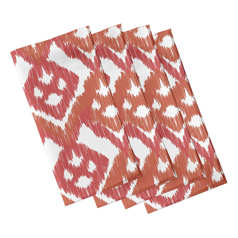 Feltner Polyester Geometric Square Napkin, Coral