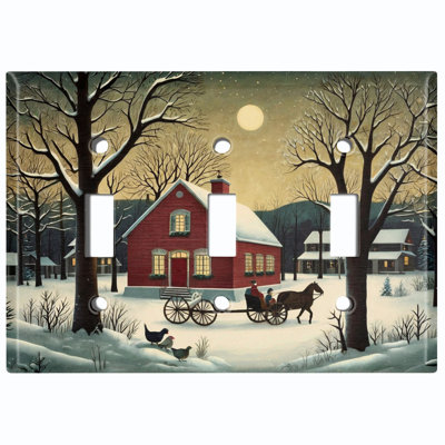 Couvercle de plaque d'interrupteur en métal; Bascule à 3 bandes US standard - Snowy Farmstead