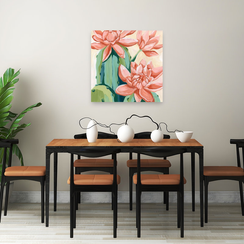 Fleurs du désert IV - Affiche murale abstraite contemporaine représentant un paysage de cactus et de fleurs succulentes