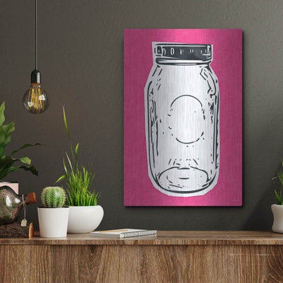 «Pop Art Mason Jar Hot Pink» par Linda Woods, art mural en métal