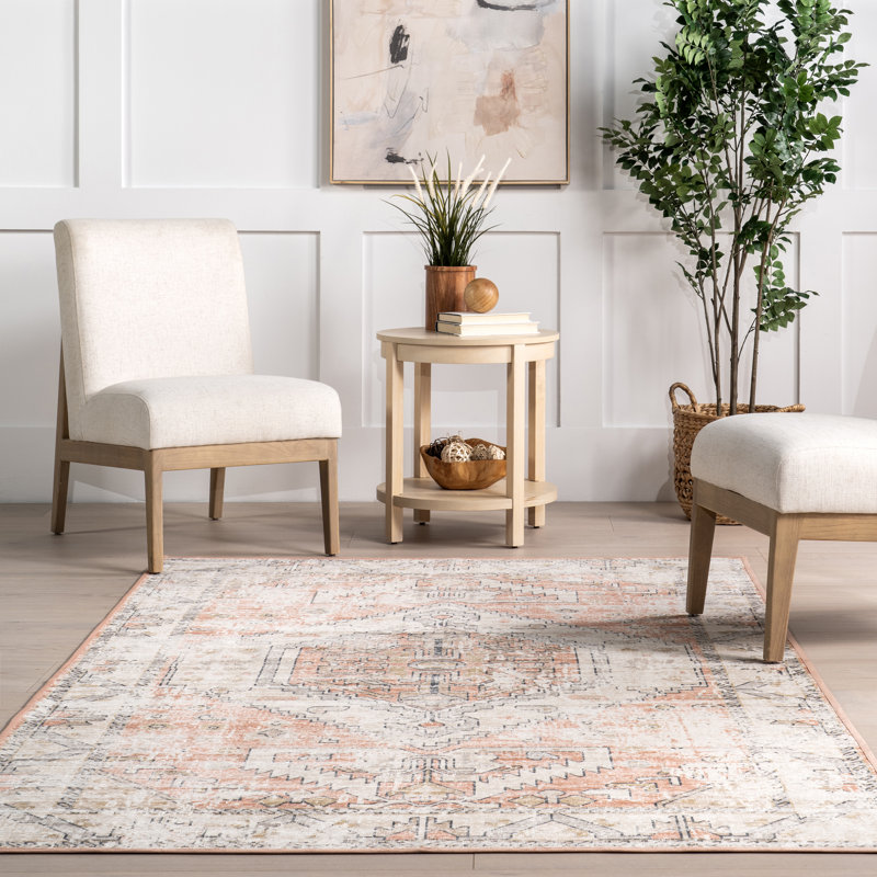 Transitional Medallion SpinClean Machine Washable Area Rug, Rectangle 4' x 6'