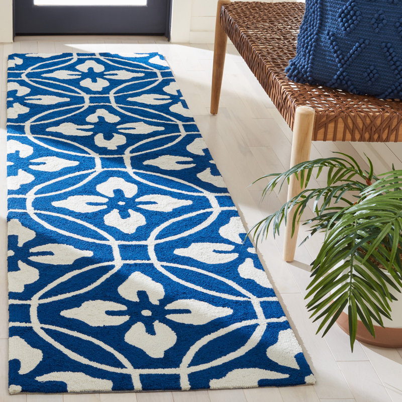 Berchmans Hand Hooked Performance Geometric Rug, Runner 2'3" x 8'