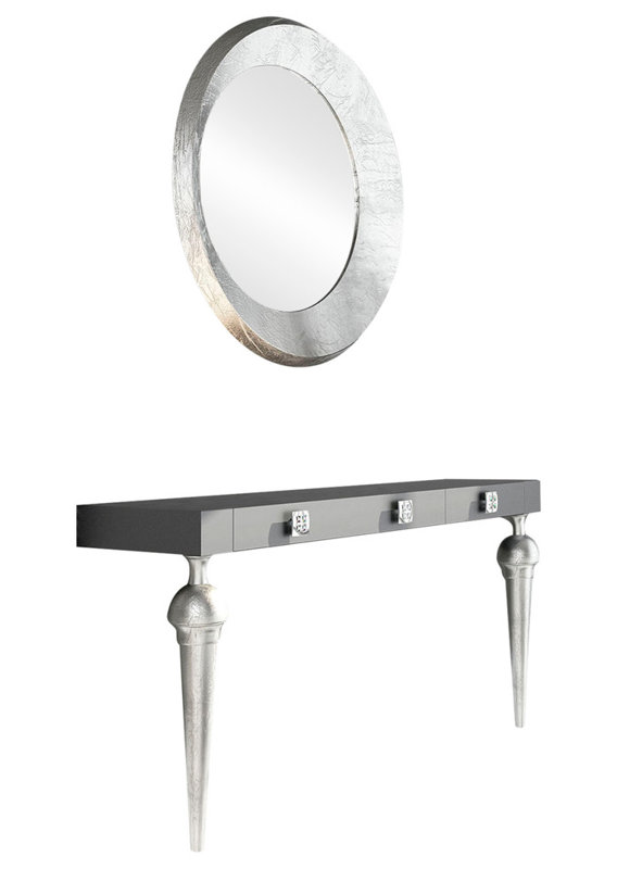 Labarge Console Table, 29.5" H x 47" W x 15.6" D, High Gloss Central Drawers Only