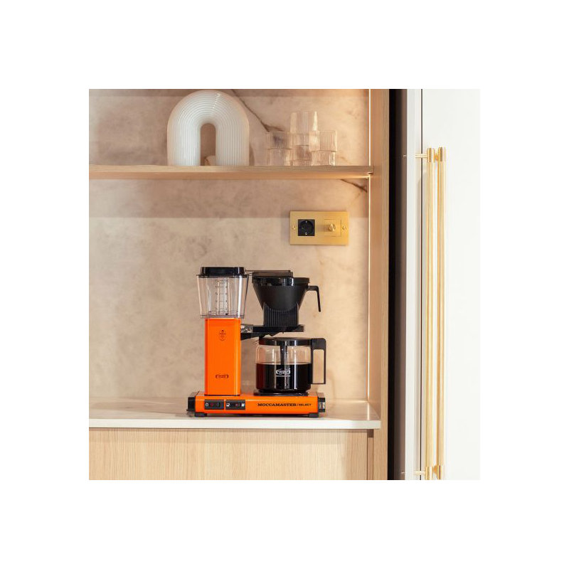 Moccamater KBG Select Filter Coffee Machine, 1.25L - Polished Silver, Orange