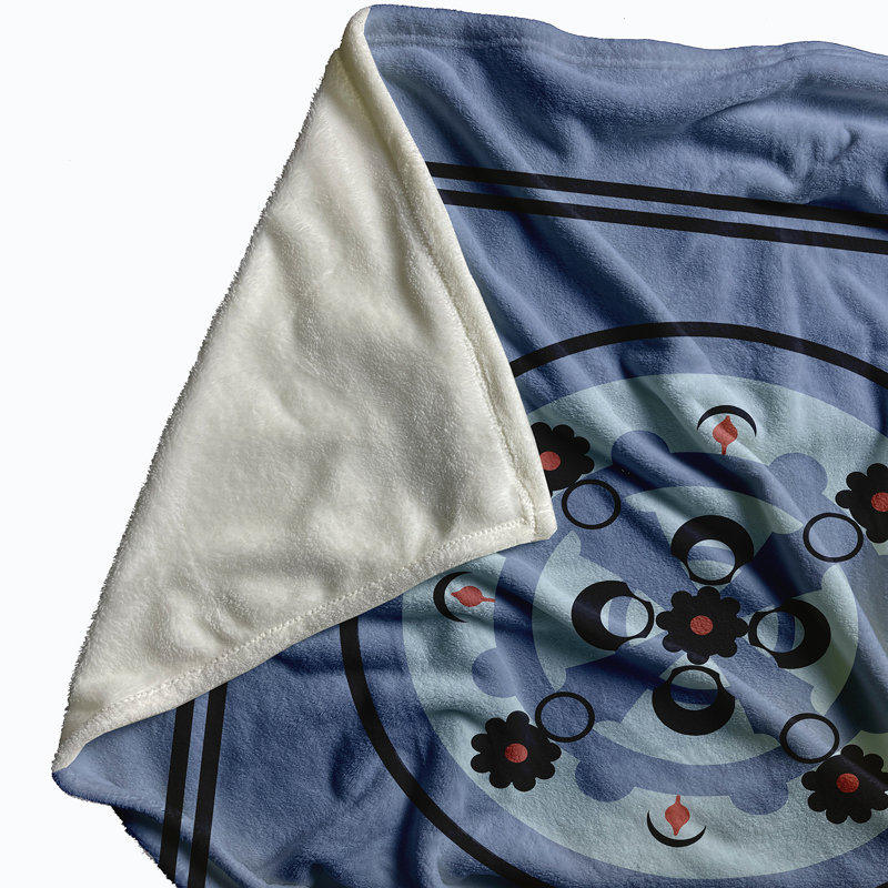 Jeté polaire Kaleidoscope, L 60 po x l 50 po, Bleuet (bleu pâle / bleu marine)