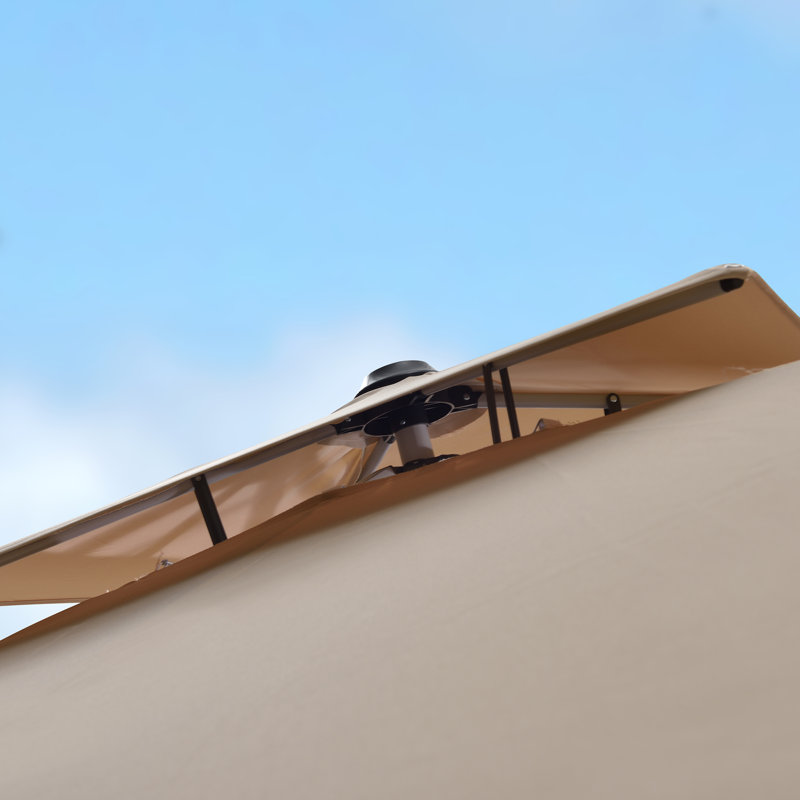 Hokku Designs 10' X 13' Rectangle Cantilever Umbrella with Steel Plate Base, Beige