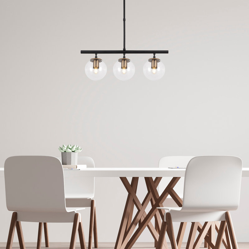 Lustre en forme de globe à 3 lumières pour îlot de cuisine, Noir, H 13,5 po x l 13,5 po x P 2,3 po