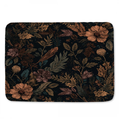 Botanical Floral Illustration Bath Mat