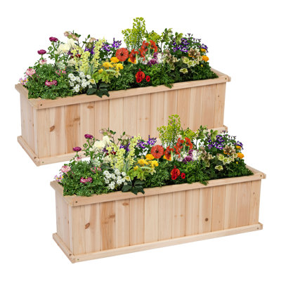 Boîte à fleurs surélevée pour l'extérieur en bois fait à la main Oracio (ensemble de 2)