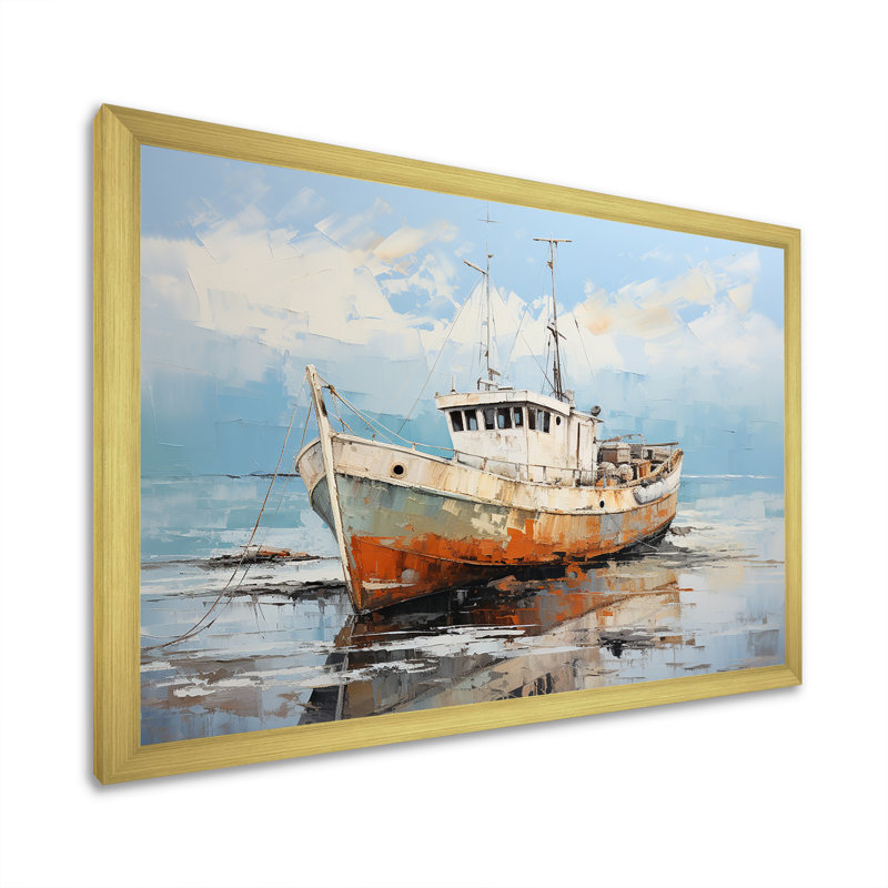 Bateau de pêche, art mural sur toile, impression de paysage côtier du port - Bateau de pêche au port II