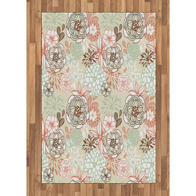 Tapis décoratif floral à haute densité en fibres de polyester, Rectangle— 4 pi x 5 pi 8 po
