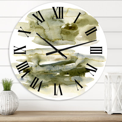 Dark Green Abstract Clouds II - Modern wall clock