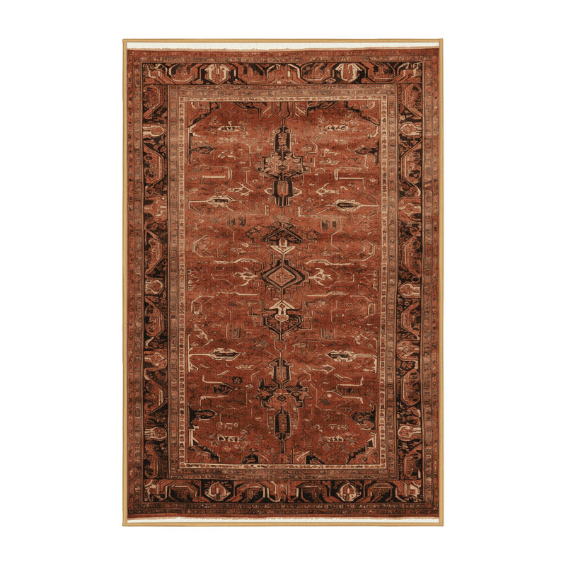 Machine Washable Persian Brown Area Rug, Rectangle 2' x 3'