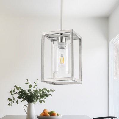  Luminaire suspendu 1 lumière pour îlot de cuisine carré / rectangulaire 1 lumière nickel