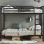 Lit superposé double en métal pour les adolescents et les adultes, couleur noire, économie d'espace, bruit, lit pratique sous le rangement, solution pour économiser, sommeil, conception, assemblage rapide-1275796249-1275796248