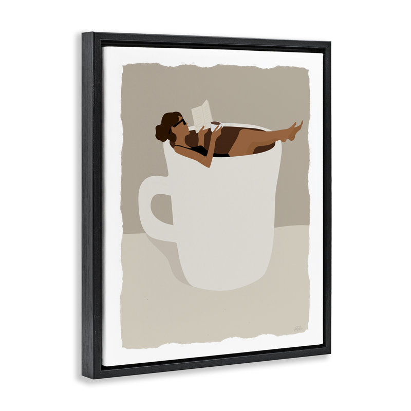 «Morning Coffee», art mural encadré flottant minimalisme, par Natalie Carpentieri, H 31 po x l 25 po