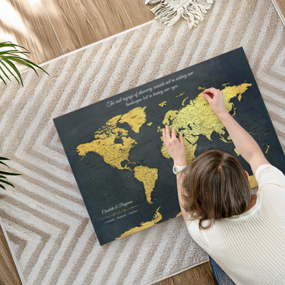 Carte du monde personnalisée «Voyage I Push Pin»