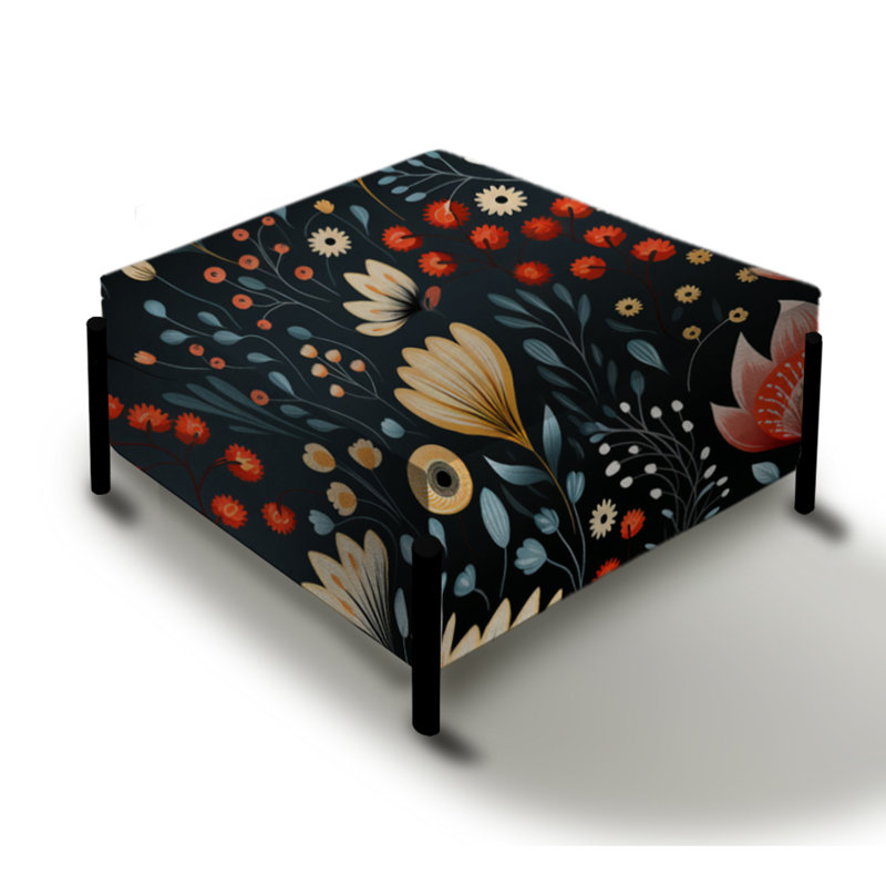 Summer Flower Cottage Pattern - Floral Large Square Ottoman