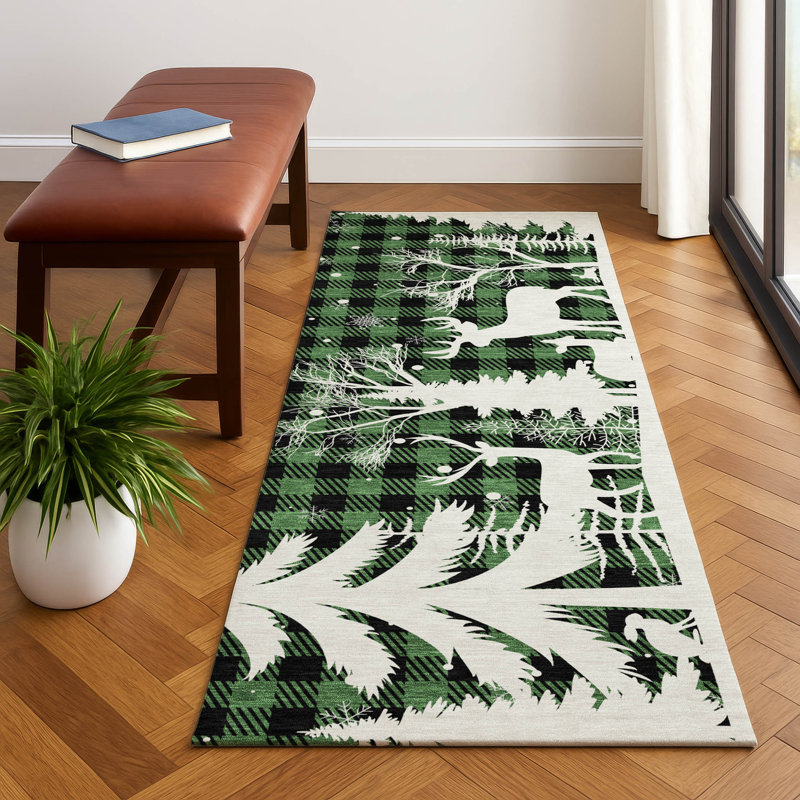 Premium Machine Washable Castillon AMF1824 Winter Forest Holiday Rug, Runner 2'3" x 7'6"