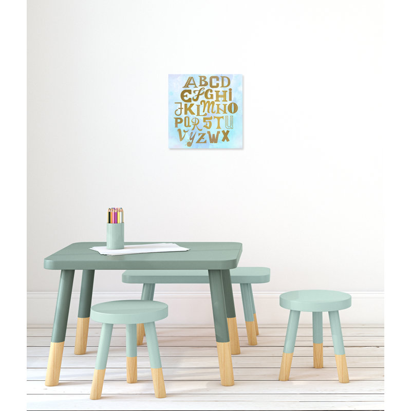 Art sur toile Abc, H 16 po x l 16 po x P 1,5 po, Bleu
