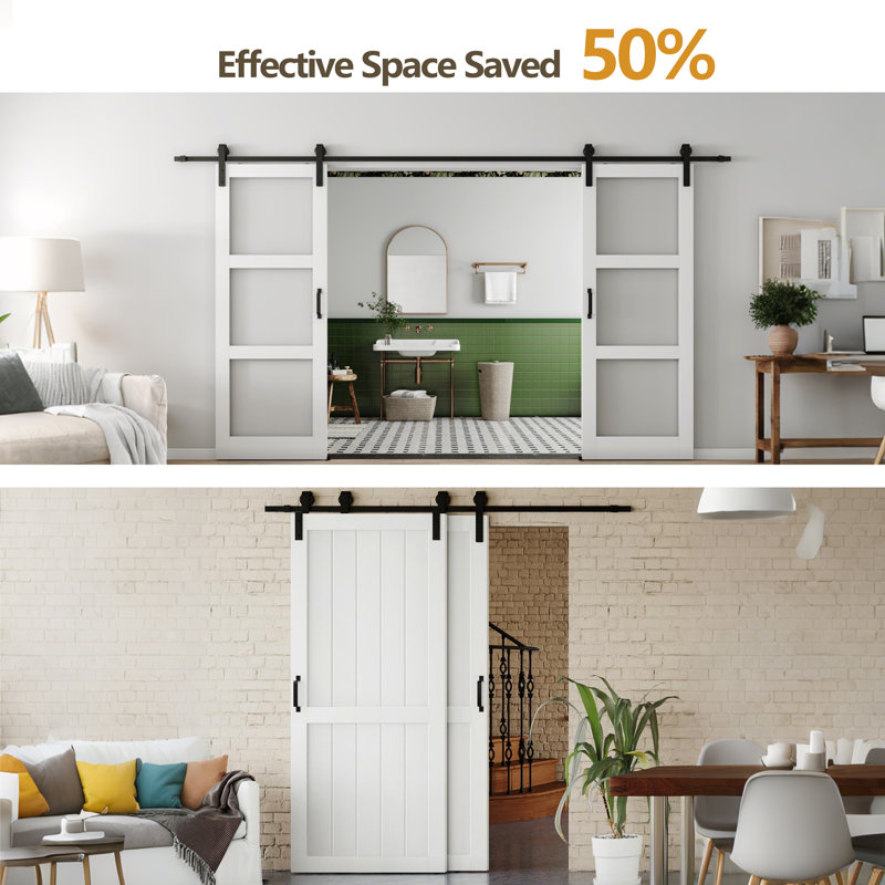 CHIC Mode Doors Porte de grange avec panneau en treillis en bois massif de 90 po x 84 po 1 Lite, 90 po x 84 po