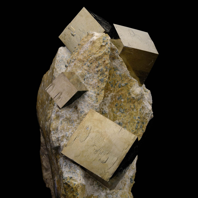 Natural Pyrite Cubes on Matrix From Spain