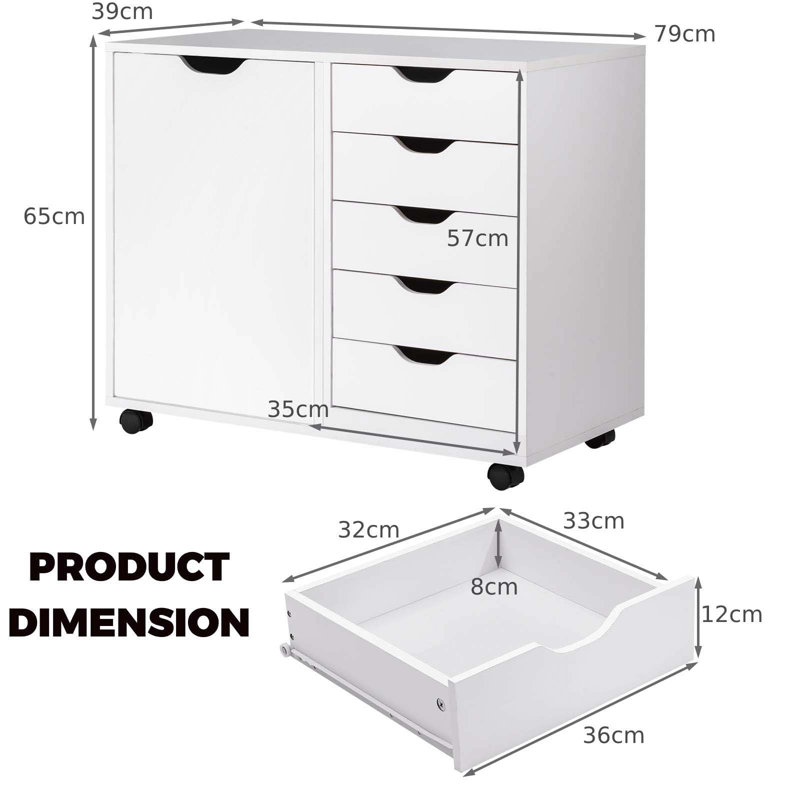 Izmir 79cm Wide 5 -Drawer File Cabinet